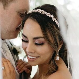 Wedding headband Gold Pearl Bridal headband vintage style Wedding Tiara